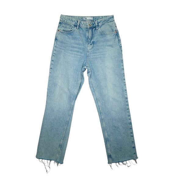 Zara Raw Hem Wide Leg Jeans – Light Wash – Size US 6 / EUR 38 – Made in Turkey - Picture 1 of 6